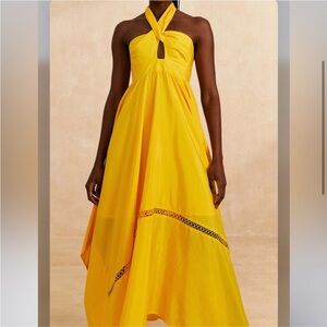 Farm rio gorgeous yellow halter dress worn once for photo shoot